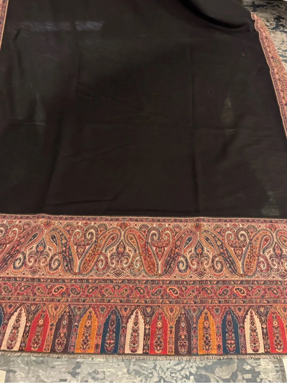 Black Paisley Kani Border Shawl - Women Accessories